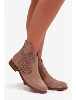 Dámské perforované kotníkové boty model 22102058 Béžové - S.Barski