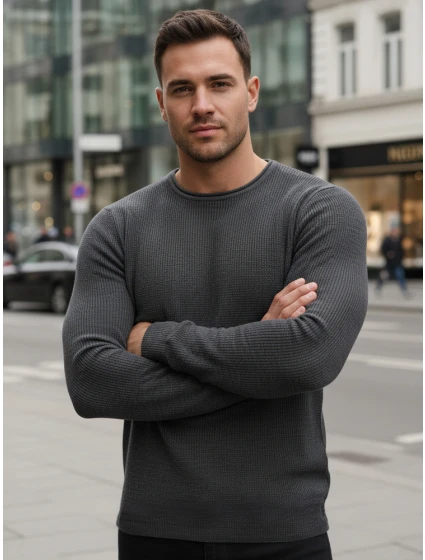 Pánsky antracitový sveter WX2293z Pánsky antracitový sveter WX2293z