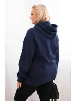 Plus veľkosť dámska mikina s kapucňou s klokaním vreckom bavlna modrá