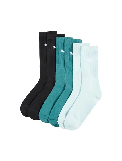 Ponožky Puma Crew, 3 páry, čierne, morská zeleň, svetlo modré, 880355, veľkosť 41 Ponožky Puma Crew, 3 páry, čierne, morská zeleň, svetlo modré, 880355, veľkosť 41