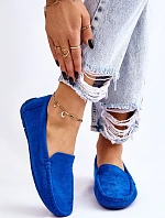 Zamszowe Mokasyny Damskie Niebieskie Morreno