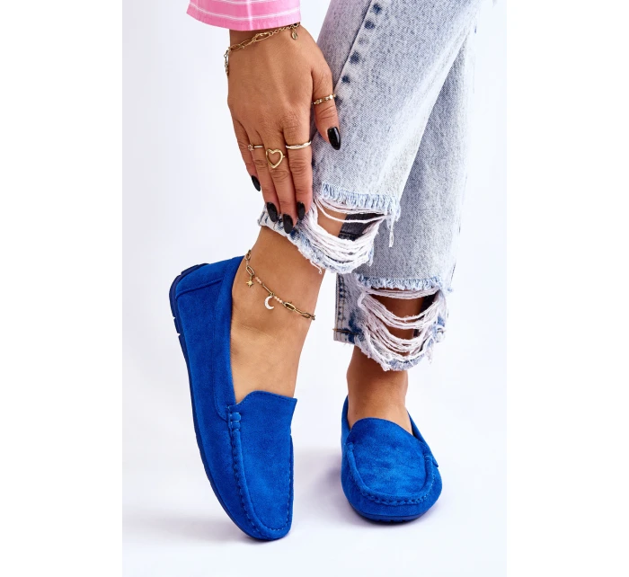 Zamszowe Mokasyny Damskie Niebieskie Morreno