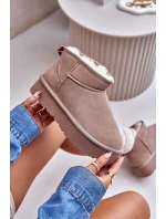 Moderní nízké zimní boty z semiše v khaki model 21644774 - Boto