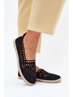 Koronkowe Espadryle Damskie Czarne Adelira