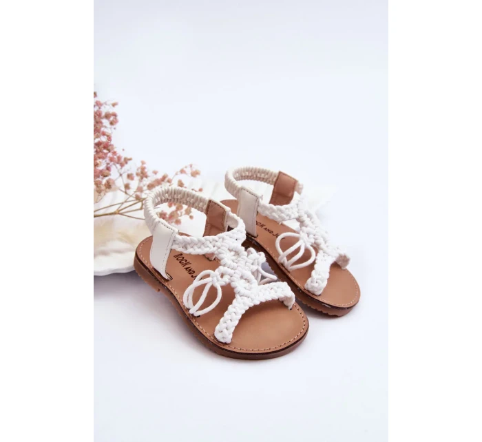 Dětské pletené nazouvací sandály Bíle Tracy