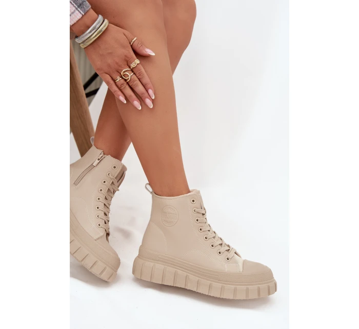 Dámské zateplené kotníkové tenisky na platformě model 21789257 Světle béžová - Big Star