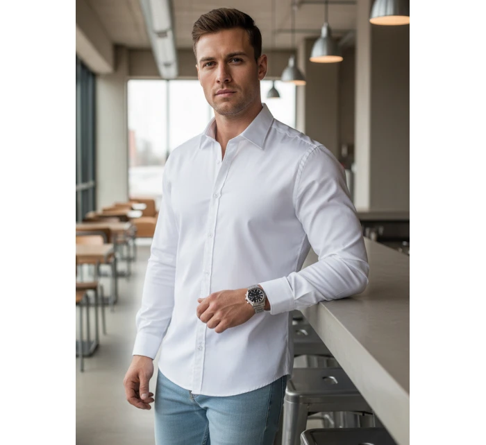 Pánská hladká bílá košile FIT Dstreet model 21972066 - FashionStreet