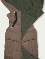 Dámska dlhá obojstranná vesta béžovo-khaki (B8159-12)