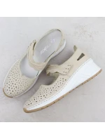 Skórzane na beżowe model 22033926 - Rieker Skórzane na beżowe model 22033926 - Rieker