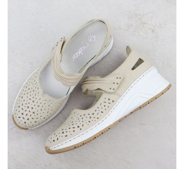 Skórzane na beżowe model 22033926 - Rieker Skórzane na beżowe model 22033926 - Rieker