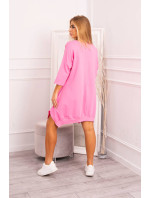 Šaty s potiskem a model 18747053 spodní částí růžové - K-Fashion