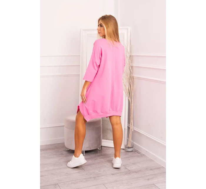 Šaty s potiskem a model 18747053 spodní částí růžové - K-Fashion