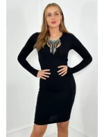 Viskózové šaty s výstřihem černý