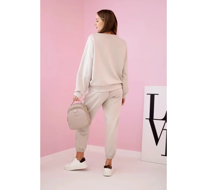 Komplet teplákové + kalhoty máslová látka béžový