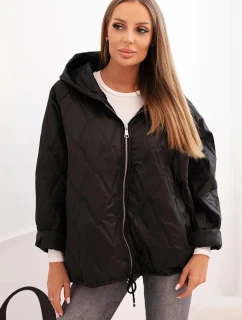 Dámska prešívaná bunda s kapucňou čierna