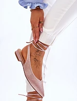 Wiązane Baleriny Z Dżetami Beżowe Mavis