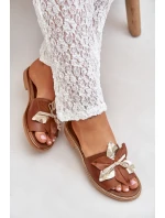 Klapki Z Ozdobą Skóra Naturalna Zazoo 3574/Z Camel Klapki Z Ozdobą Skóra Naturalna Zazoo 3574/Z Camel