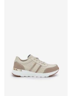 Dámské kožené tenisky na platformě béžové model 21685462 - EVENTO