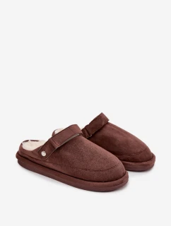 Dámske zateplené papuče s opaskom Rilena - čokoládové