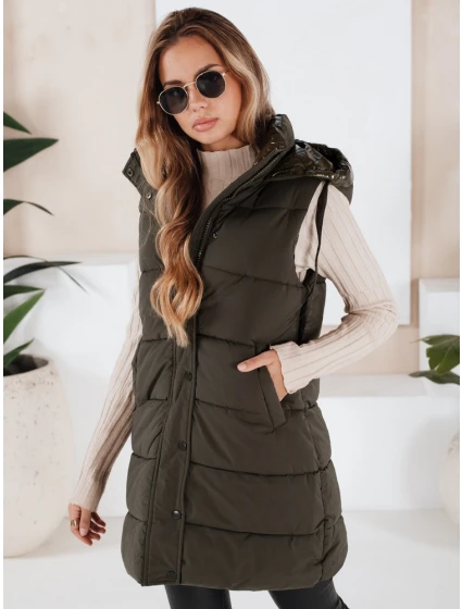 Dámská prošívaná vesta zelená Dstreet model 21966388 - FashionStreet