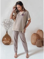 Dámské máslové kalhoty s květinami tepláky cappuccino Dstreet model 21984426 - FashionStreet Dámské máslové kalhoty s květinami tepláky cappuccino Dstreet model 21984426 - FashionStreet