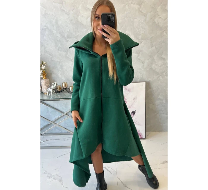 Zateplené šaty s delšími boky tmavě zelené Zateplené šaty s delšími boky tmavě zelené