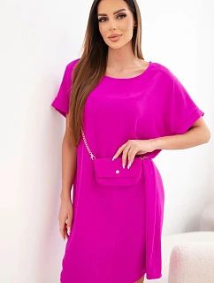 Dámske šaty s krátkym rukávom a retiazkou tmavo fialové