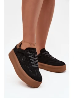 Sneakersy Damskie Na Platformie Big Star SS274761 Czarne