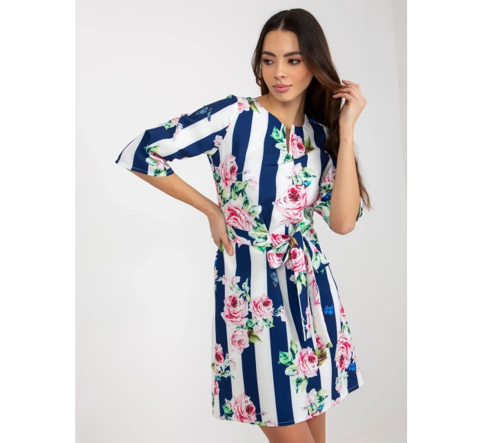 Dámske šaty LK SK 507506.84P biela a tmavo modrá - FPrice