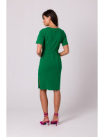 B263 Bavlněné šaty s kapsami - zelené