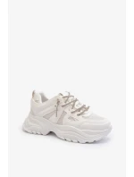 Dámske tenisky na pevnej podrážke s ozdobným šnurovaním biela Relissa Dámske tenisky na pevnej podrážke s ozdobným šnurovaním biela Relissa