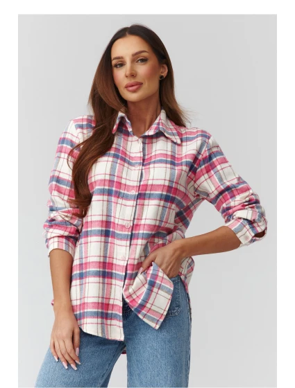 Košeľa s dlhým rukávom model 224093 Makadamia Košeľa s dlhým rukávom model 224093 Makadamia