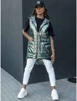 Dámská prošívaná dlouhá vesta s kapucí zelená Dstreet model 21979332 - FashionStreet