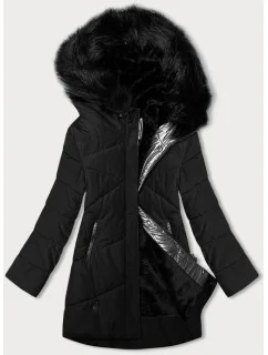 Černá dámská zimní bunda s kožešinou model 21247116 - MELYA MELODY