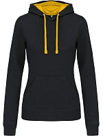 K 465 Dámská mikina s kontrastní kapucí model 22509527 black/yellow - Kariban K 465 Dámská mikina s kontrastní kapucí model 22509527 black/yellow - Kariban