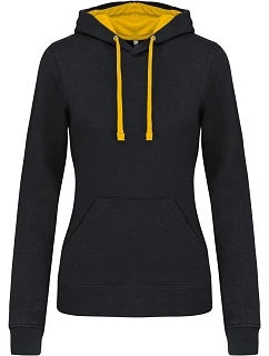 K 465 Dámská mikina s kontrastní kapucí model 22509527 black/yellow - Kariban