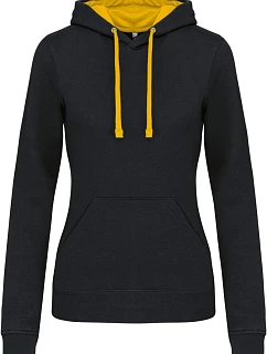 K 465 Dámská mikina s kontrastní kapucí model 22509527 black/yellow - Kariban