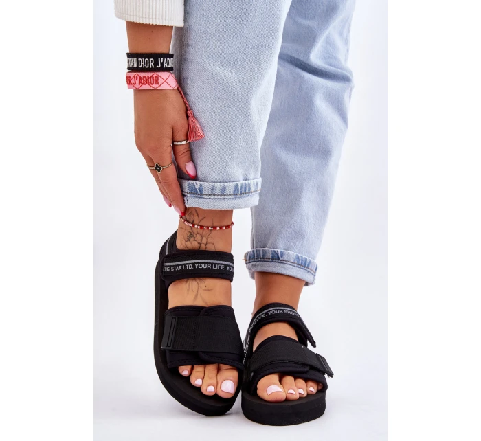 Damskie Sandały Na Rzepy Big Star LL274784 Czarne