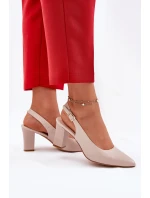 Wygodne Czółenka Na Słupku Sergio Leone SK162 Beżowe