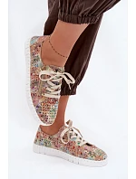 Otevřené polobotky z přírodního semiše vícebarevné Kamelia