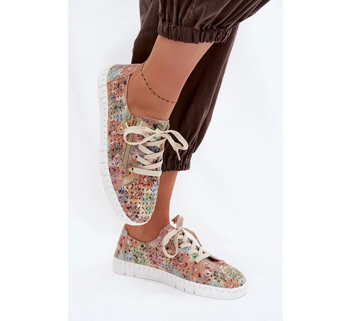 Otevřené polobotky z přírodního semiše vícebarevné Kamelia