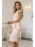 model 22038814 Elegantní semišové midi šaty s kosticí pudrově růžové - numoco model 22038814 Elegantní semišové midi šaty s kosticí pudrově růžové - numoco