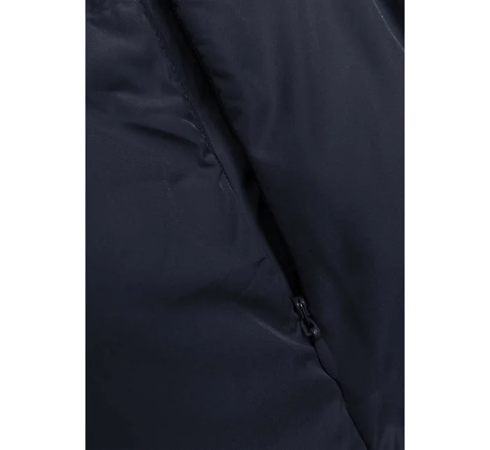 Tmavo modro-čierna obojstranná dlhá dámska vesta (V723) Tmavo modro-čierna obojstranná dlhá dámska vesta (V723)