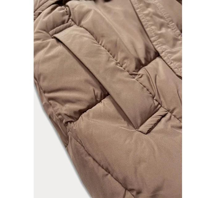 Tmavobéžová dámska prechodná bunda s opaskom J Style (16M9183-84) Tmavobéžová dámska prechodná bunda s opaskom J Style (16M9183-84)