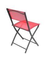 BALKÓNOVÝ NÁBYTOK SADA OKRÚHLY STÔL A 2 SKLADACIE STOLIČKY ČERVENÁ