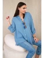 Bavlnená mušelínová oversize džínsová košeľa