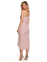 Dámské šaty na jedno rameno model 18651057 Pudr růžové - Makover