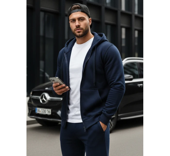 Pánská mikina na zip tmavě modrá model 21961957 - FashionStreet Pánská mikina na zip tmavě modrá model 21961957 - FashionStreet