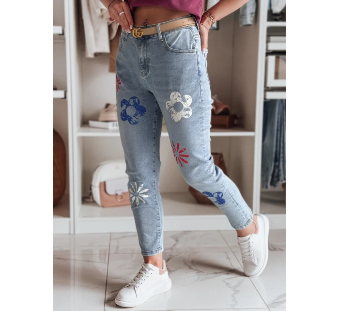 Dámské džínové kalhoty slim fit s květinovým vzorem blue Dstreet model 21985236 - FashionStreet