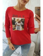 Halenka s potiskem model 18744208 červená - K-Fashion